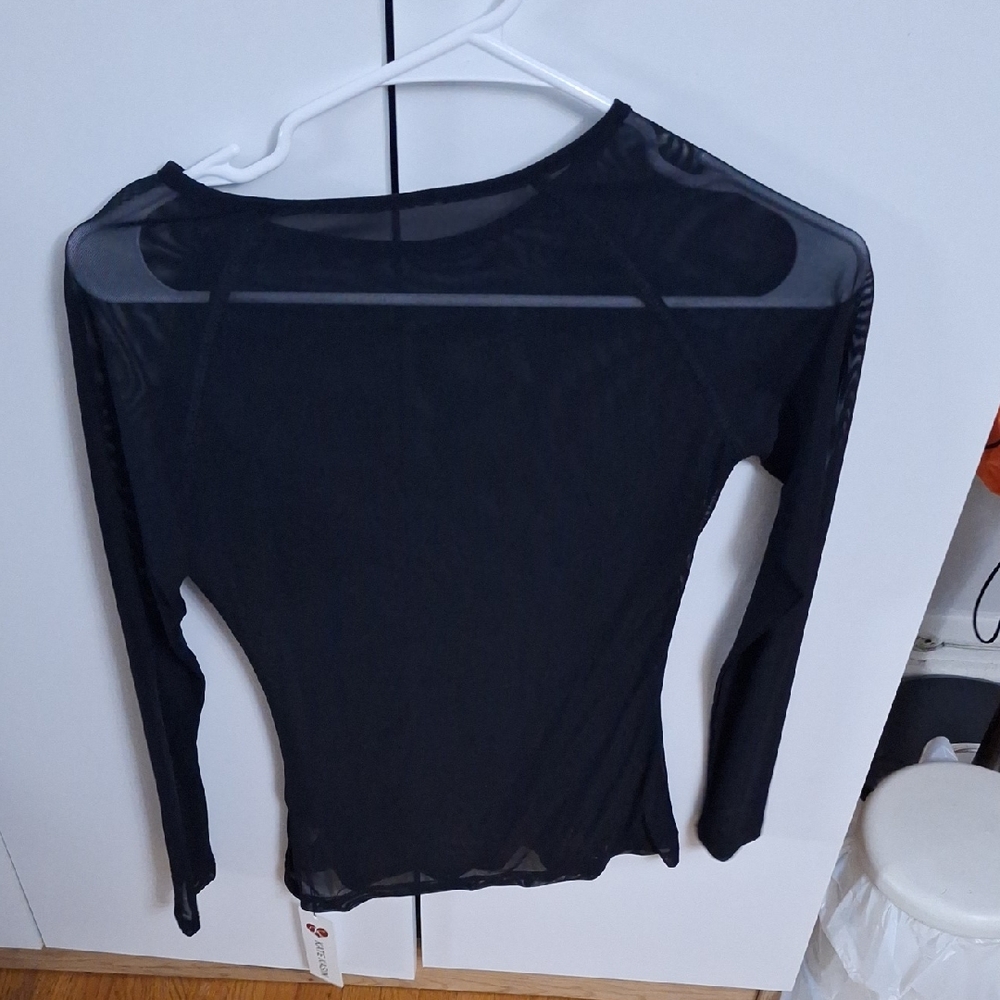 Elegant Black Sheer Long Sleeve Top